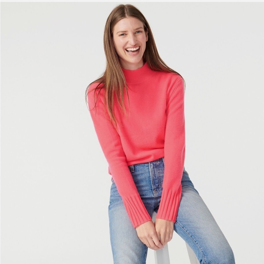 J. Crew 100% Cashmere Mockneck Sweater in Neon Primrose